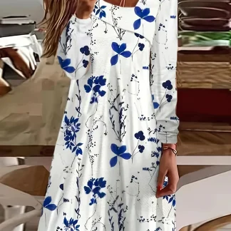 Asymmetrical Collar Floral Dress