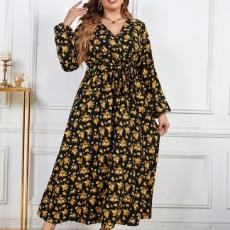 Plus Size Maxi Floral Dress